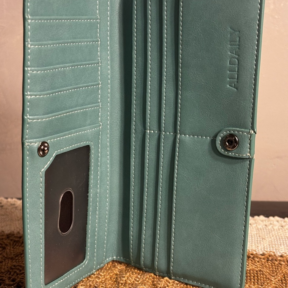 AllDAILY PURIST BLUE Women's VEGAN Wallet with Snap Closure